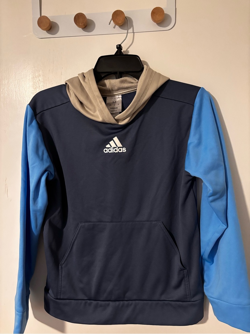 adidas Navy, Light Blue & Tan Kids Hoodie